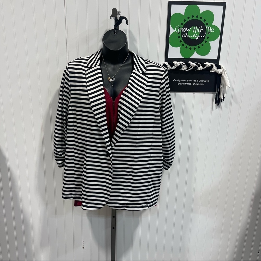 Style & Co Black and White Striped Blazer plus size 3X